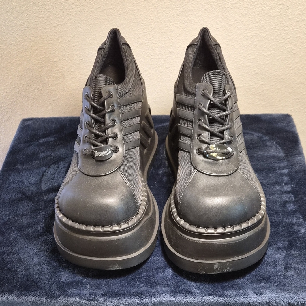 Demonia Black Platform Sneakers for Women
